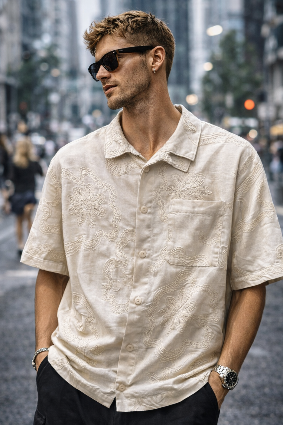 Camisa Relaxed Fit Bordada