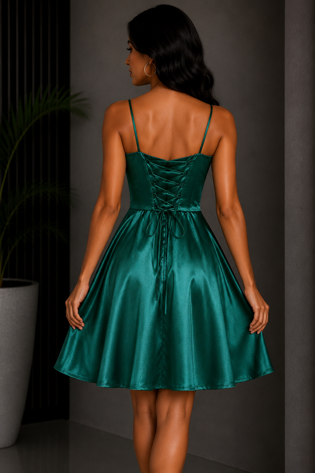 Vestido Corto Verde Oscuro