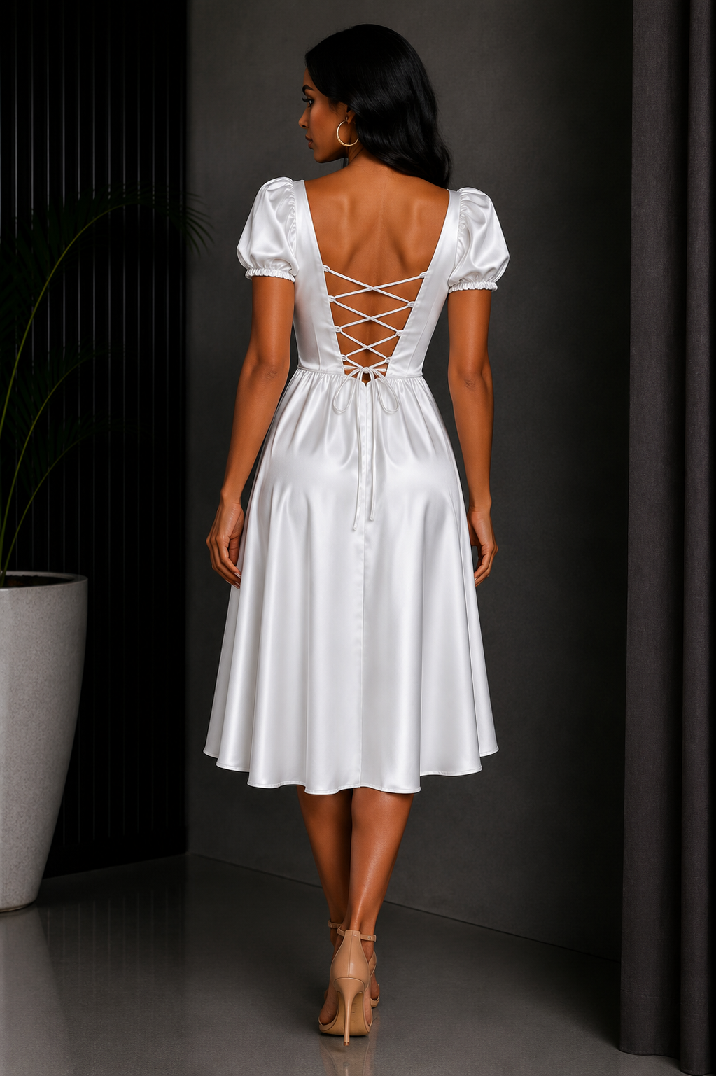 Vestido Corto Satin Blanco