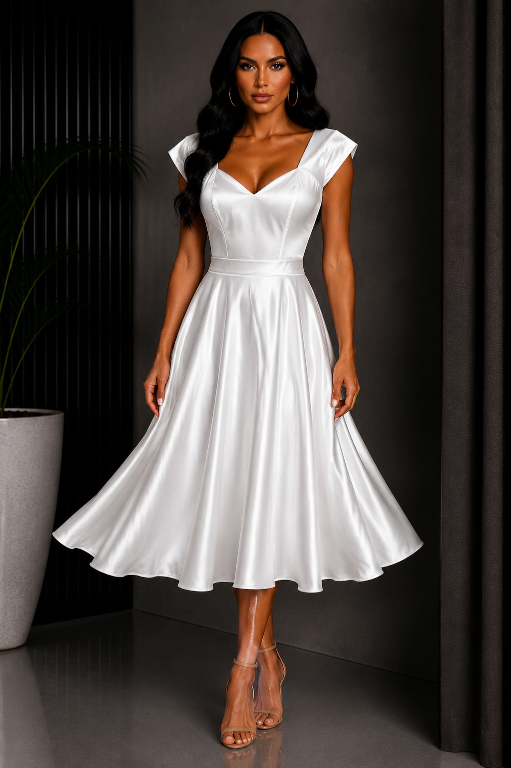 Vestido Corto Satin Blanco
