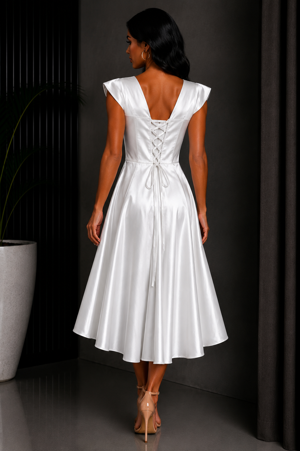 Vestido Corto Satin Blanco