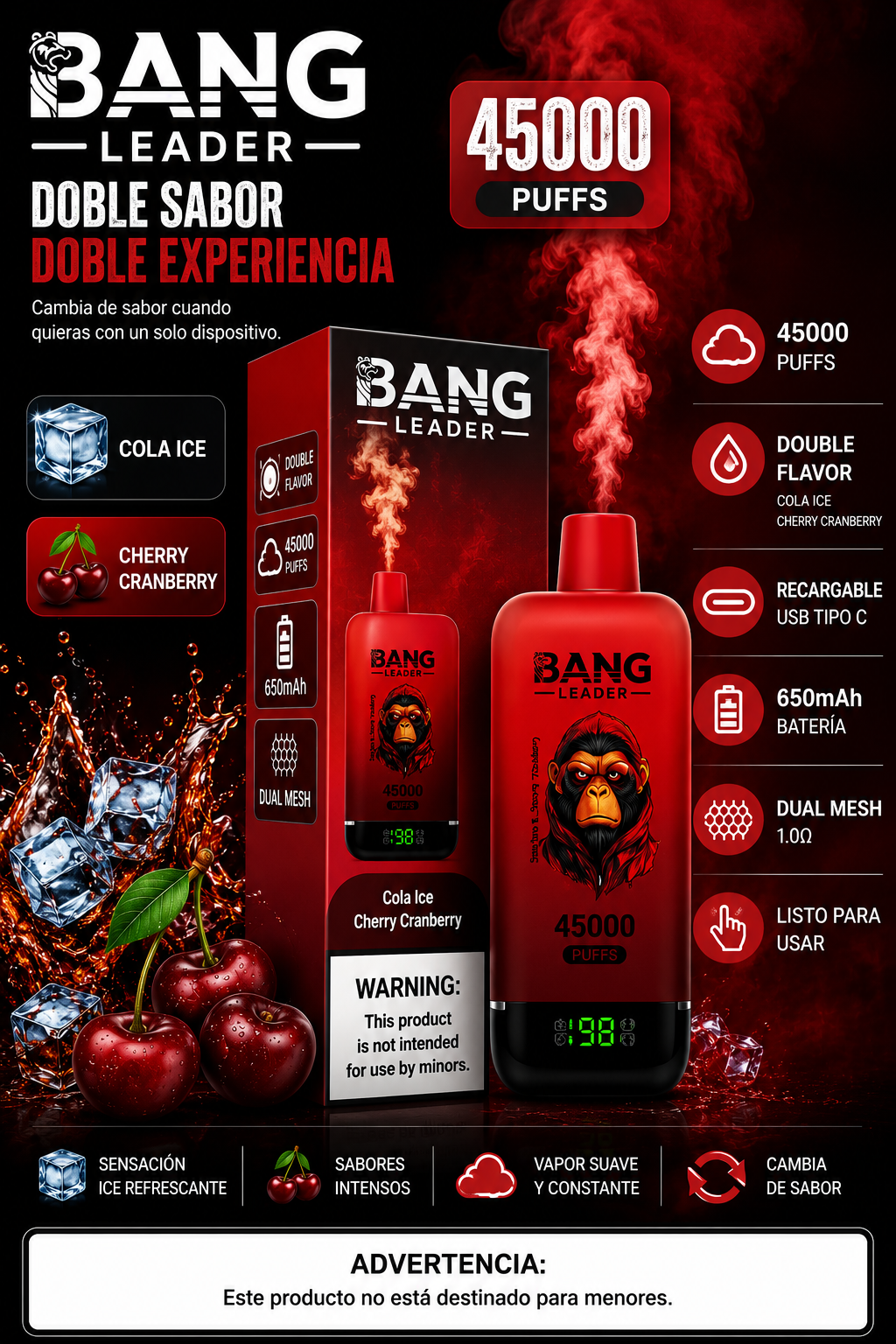 VAPE 45000 PUFFS BANG LEADER