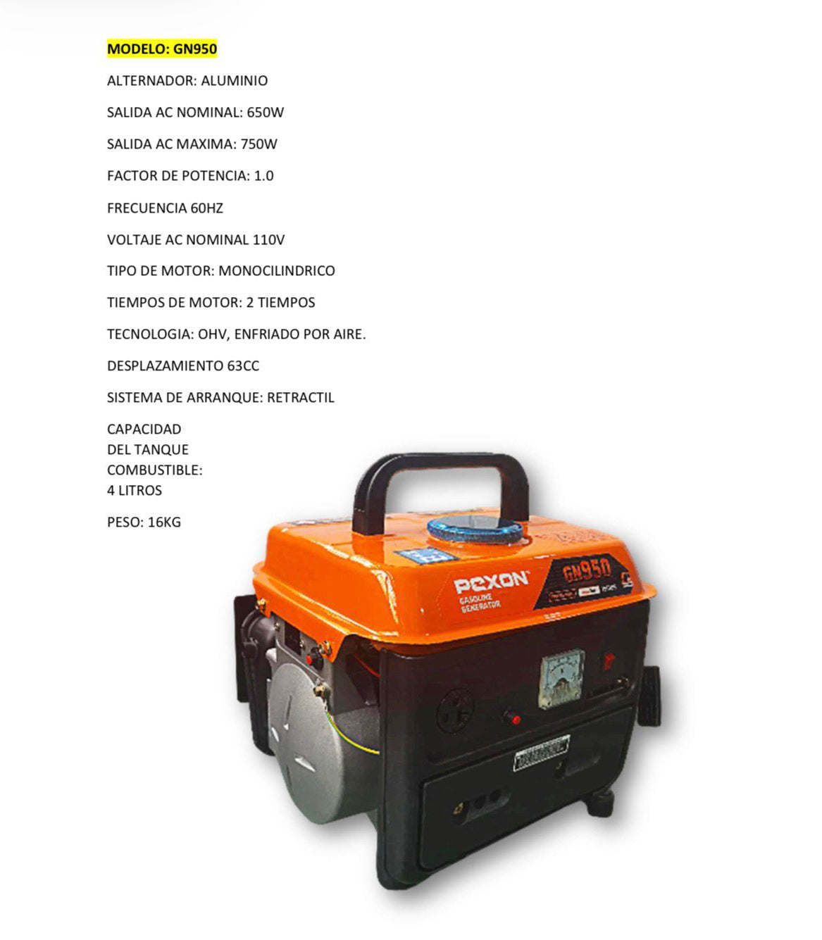 Generador PEXON GN950